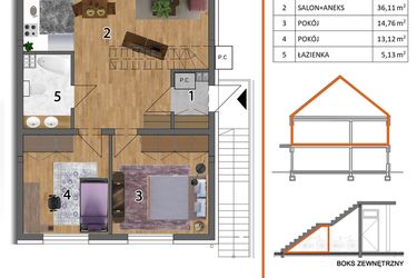 Rzut - Mieszkanie na sprzedaż 4 pokoje o powierzchni 127,9 m² - numer 9P2 w Osiedle Leśnica Las