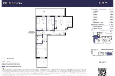 Rzut - Mieszkanie na sprzedaż 4 pokoje o powierzchni 74,84 m² - numer B3 – M0.7 w Primacasa