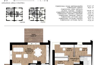 Rzut - Mieszkanie na sprzedaż 4 pokoje o powierzchni 90,12 m² - numer 1B w Zielone Kolumny