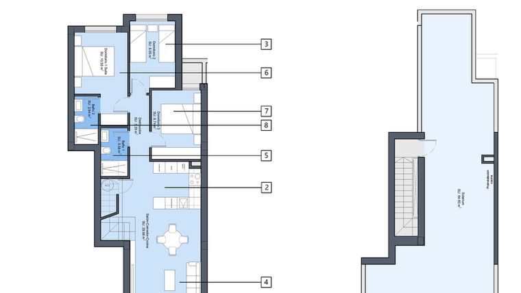 Rzut - Dom na sprzedaż 3 pokoje o powierzchni 90,8 m² - numer B1.P1.B w Domy con Dolores - 65433933