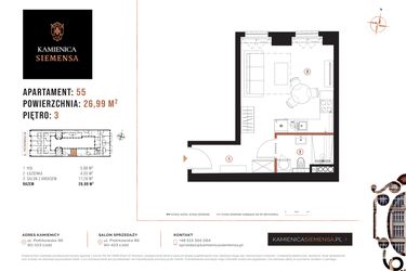 Rzut - Mieszkanie na sprzedaż 1 pokój o powierzchni 27,1 m² - numer 55 w Kamienica Siemensa
