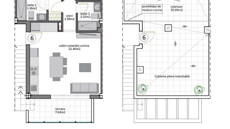 Rzut - Dom na sprzedaż 2 pokoje o powierzchni 68,61 m² - numer 6 w Domy w San Pedro del Pinatar - 43608777