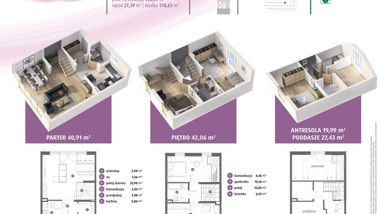 Rzut - Dom na sprzedaż 4 pokoje o powierzchni 123,39 m² - numer 19a w Osiedle Pastell