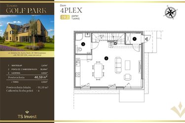 Rzut - Dom na sprzedaż 4 pokoje o powierzchni 91,67 m² - numer 29.2 w Tesoro Golf Park