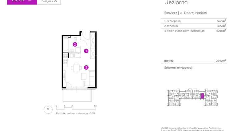Rzut - Mieszkanie na sprzedaż 1 pokój o powierzchni 25,9 m² - numer 25.B.3.3 w Murapol Siewierz Jeziorna bud. 25 i 26