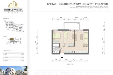 Rzut - Mieszkanie na sprzedaż 3 pokoje o powierzchni 51,36 m² - numer B3.7 w Osiedle Premium etap IV