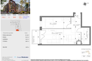 Rzut - Mieszkanie na sprzedaż 2 pokoje o powierzchni 45,9 m² - numer I-B45 w Industria etap I-B