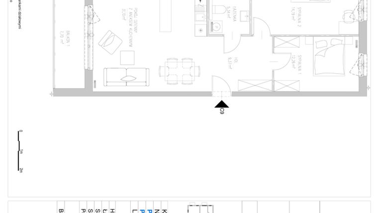 Rzut - Mieszkanie na sprzedaż 3 pokoje o powierzchni 78,12 m² - numer B16 w Husa Park