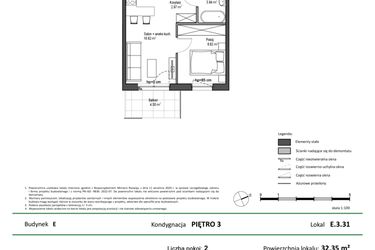 Rzut - Mieszkanie na sprzedaż 2 pokoje o powierzchni 32,35 m² - numer E.3.31 w Nowy Świat Ostoja etap II - EFG