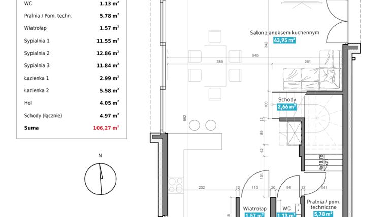 Rzut - Dom na sprzedaż 4 pokoje o powierzchni 106,27 m² - numer C1 w Ojcowska Park - etap I