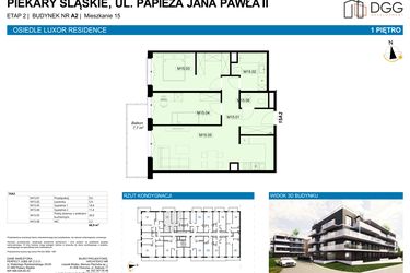 Rzut - Mieszkanie na sprzedaż 3 pokoje o powierzchni 68,9 m² - numer A2.15 w Luxor Residence
