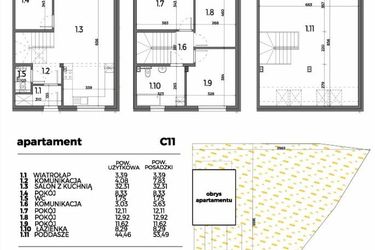 Rzut - Mieszkanie na sprzedaż 5 pokoi o powierzchni 142,29 m² - numer C11 w Aleja Miodowa