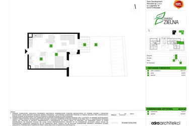 Rzut - Mieszkanie na sprzedaż 2 pokoje o powierzchni 40,34 m² - numer B4 w Osiedle Zielna IV faza 2