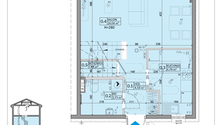 Rzut - Dom na sprzedaż 4 pokoje o powierzchni 84,31 m² - numer 26B w Zielono Mi 2 etap 2