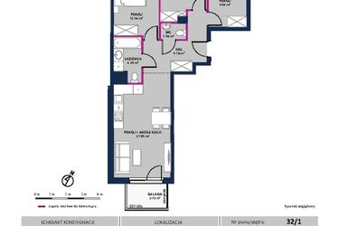Rzut - Mieszkanie na sprzedaż 4 pokoje o powierzchni 67,19 m² - numer 206 w Moja Północna Etap III