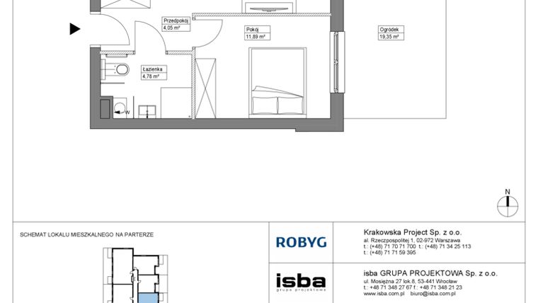 Rzut - Mieszkanie na sprzedaż 2 pokoje o powierzchni 41,33 m² - numer KR8/A/0/8 w Apartamenty Krakowska etap VIII