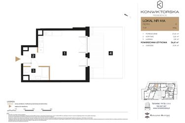 Rzut - Lokal użytkowy na sprzedaż 1 pokój o powierzchni 34,61 m² - numer 41A w Konwiktorska Residence