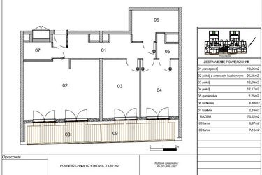 Rzut - Mieszkanie na sprzedaż 3 pokoje o powierzchni 73,62 m² - numer 49 w Wyszyńskiego 56