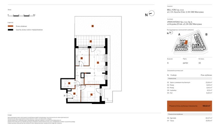 Rzut - Mieszkanie na sprzedaż 3 pokoje o powierzchni 58,62 m² - numer 10 w MY Głębocka