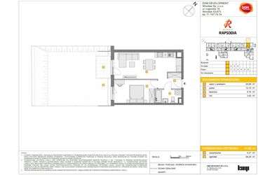 Rzut - Mieszkanie na sprzedaż 2 pokoje o powierzchni 41,08 m² - numer A.3 w Osiedle Rapsodia