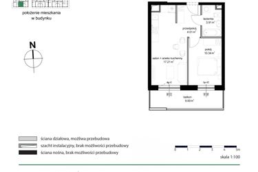 Rzut - Mieszkanie na sprzedaż 2 pokoje o powierzchni 35,47 m² - numer M 02 w Kwietny Ogród
