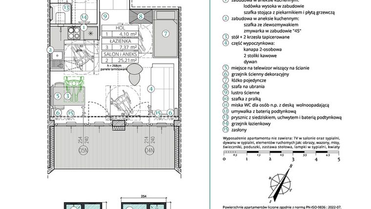 Rzut - Mieszkanie na sprzedaż 1 pokój o powierzchni 36,68 m² - numer A.1.8N w Remedium