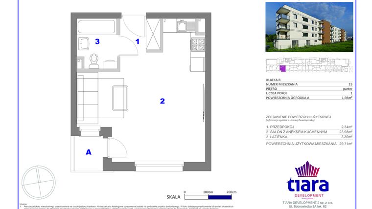 Rzut - Mieszkanie na sprzedaż 1 pokój o powierzchni 29,71 m² - numer 25 w Osiedle Janowiecka