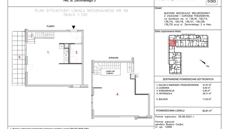 Rzut - Mieszkanie na sprzedaż 1 pokój o powierzchni 83,81 m² - numer M49 w Apartamenty Casa Baia
