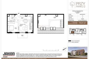 Rzut - Mieszkanie na sprzedaż 2 pokoje o powierzchni 70,01 m² - numer A.A15 w Przy Parku 2
