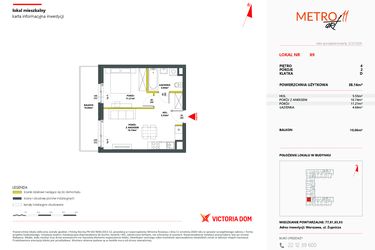 Rzut - Mieszkanie na sprzedaż 2 pokoje o powierzchni 38,18 m² - numer 89 w Metro Art 11