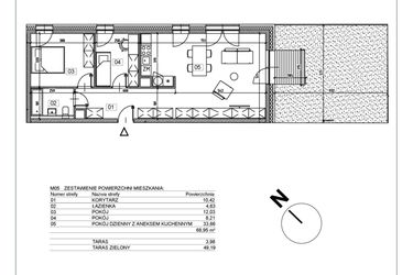 Rzut - Mieszkanie na sprzedaż 3 pokoje o powierzchni 68,77 m² - numer J.M05 w Osiedle Glivia Zachodnia