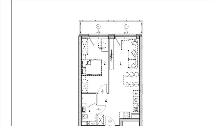 Rzut - Mieszkanie na sprzedaż 2 pokoje o powierzchni 41,35 m² - numer 49 w Zachodnia 29