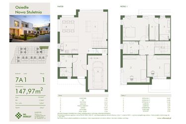 Rzut - Dom na sprzedaż 4 pokoje o powierzchni 148,23 m² - numer 7A1 w Osiedle Nowa Stuletnia II