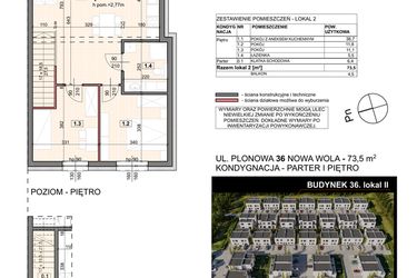 Rzut - Mieszkanie na sprzedaż 3 pokoje o powierzchni 73,5 m² - numer 36/2 w Zespół willowy Zielona Polana - etap 6