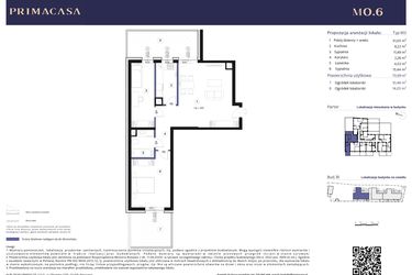 Rzut - Mieszkanie na sprzedaż 3 pokoje o powierzchni 70,99 m² - numer B1 – M0.6 w Primacasa