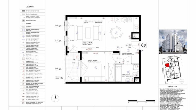 Rzut - Mieszkanie na sprzedaż 2 pokoje o powierzchni 52,35 m² - numer 8 w Biała Kamienica