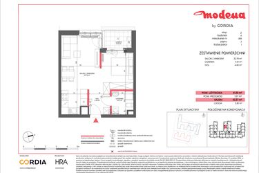 Rzut - Mieszkanie na sprzedaż 1 pokój o powierzchni 41,2 m² - numer A.088 w Modena II