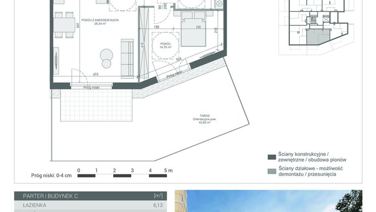 Rzut - Mieszkanie na sprzedaż 2 pokoje o powierzchni 54,44 m² - numer 2 w Unikat Apartamenty C