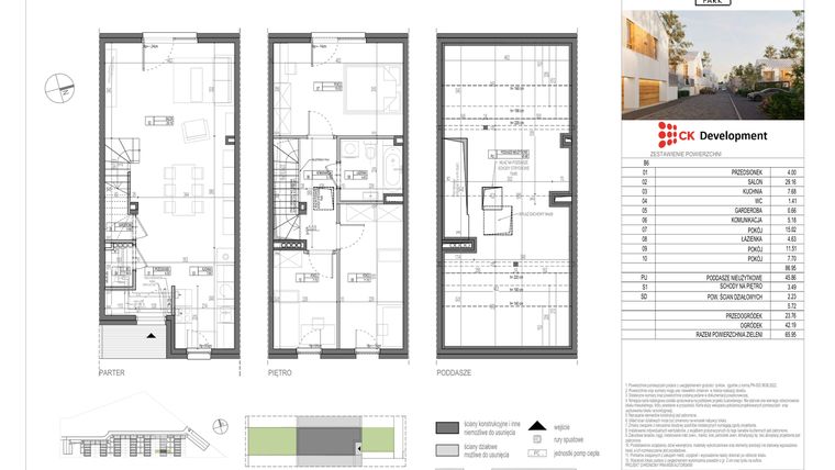 Rzut - Dom na sprzedaż 4 pokoje o powierzchni 86,95 m² - numer B.6 w Nova Wola Park
