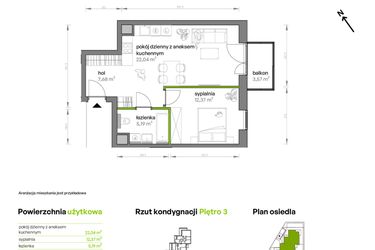 Rzut - Mieszkanie na sprzedaż 2 pokoje o powierzchni 48,35 m² - numer AA0309 w Ptasia Vita
