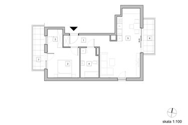 Rzut - Mieszkanie na sprzedaż 2 pokoje o powierzchni 55,43 m² - numer D3_2 w ATAL Zawiślańska