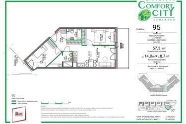 Rzut - Mieszkanie na sprzedaż 3 pokoje o powierzchni 57,3 m² - numer 95 w Comfort City Szmaragd