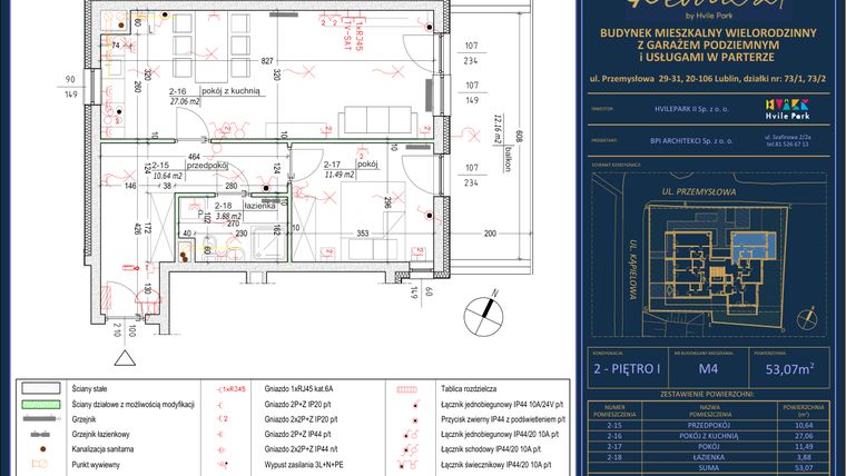 Rzut - Mieszkanie na sprzedaż 2 pokoje o powierzchni 53,07 m² - numer 4 w Revita 21 by Hvile Park