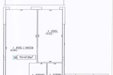 Rzut - Mieszkanie na sprzedaż 2 pokoje o powierzchni 47,05 m² - numer M36 w Nowe Sady 85