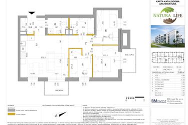 Rzut - Mieszkanie na sprzedaż 4 pokoje o powierzchni 70,11 m² - numer J22 w Osiedle Natura Life budynki JK