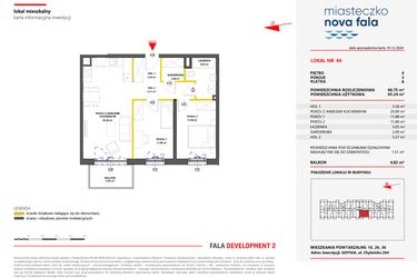 Rzut - Mieszkanie na sprzedaż 3 pokoje o powierzchni 66,75 m² - numer 46 w Miasteczko Nova Fala