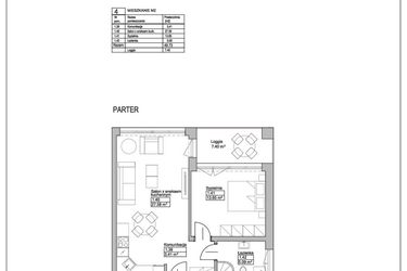 Rzut - Mieszkanie na sprzedaż 2 pokoje o powierzchni 49,73 m² - numer M4 w Ogrody Reymonta