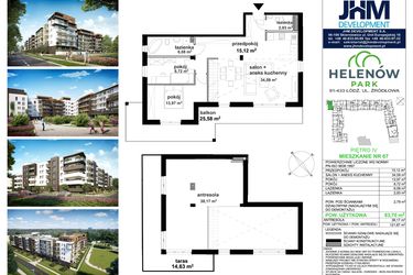 Rzut - Mieszkanie na sprzedaż 5 pokoi o powierzchni 121,87 m² - numer C.4.67 w Helenów Park