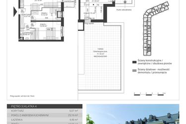 Rzut - Mieszkanie na sprzedaż 3 pokoje o powierzchni 80,33 m² - numer 113 w Ignatki Forest etap II