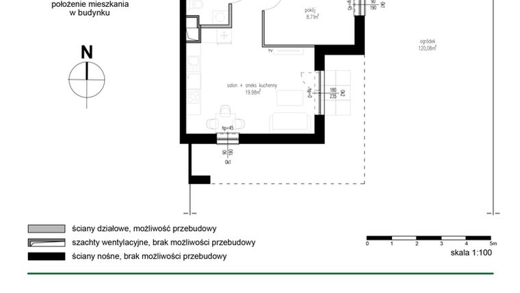 Rzut - Mieszkanie na sprzedaż 3 pokoje o powierzchni 52,03 m² - numer 3 w Wędrowna